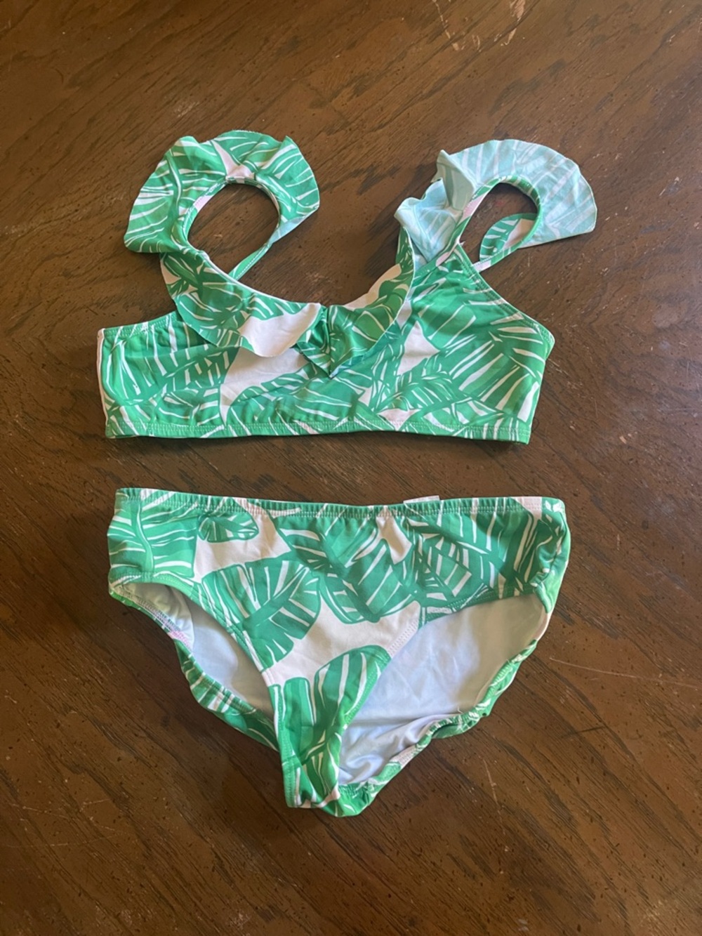 Lilly Pulitzer bathing suite size 10 Green Leaf Print Girls' Two-Piece Swim Set